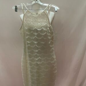 Guess Ivory Scallop Mini Dress